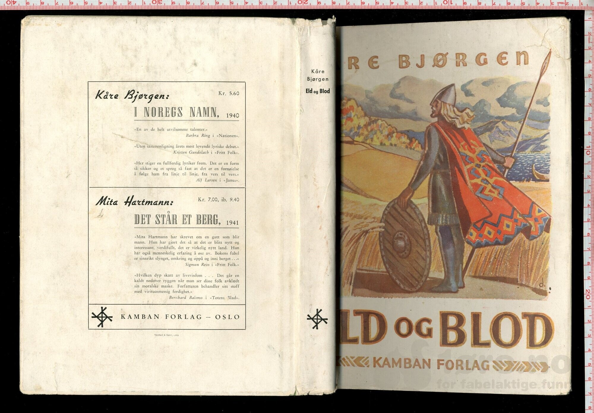 Bjørgen, Kåre  -  Eld og Blod (1941) Omslag ill. av Damsleth!