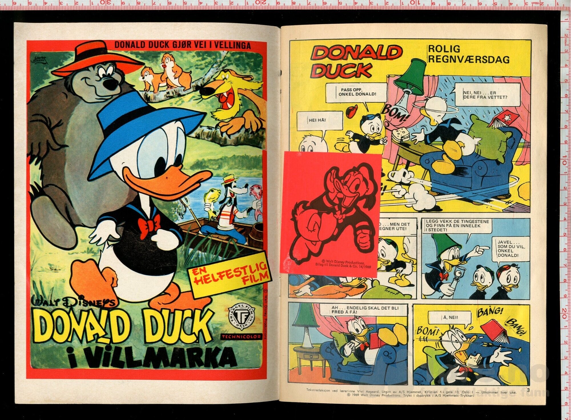 Donald Duck 1969 Nr 14 med klistermerke, bilde 3
