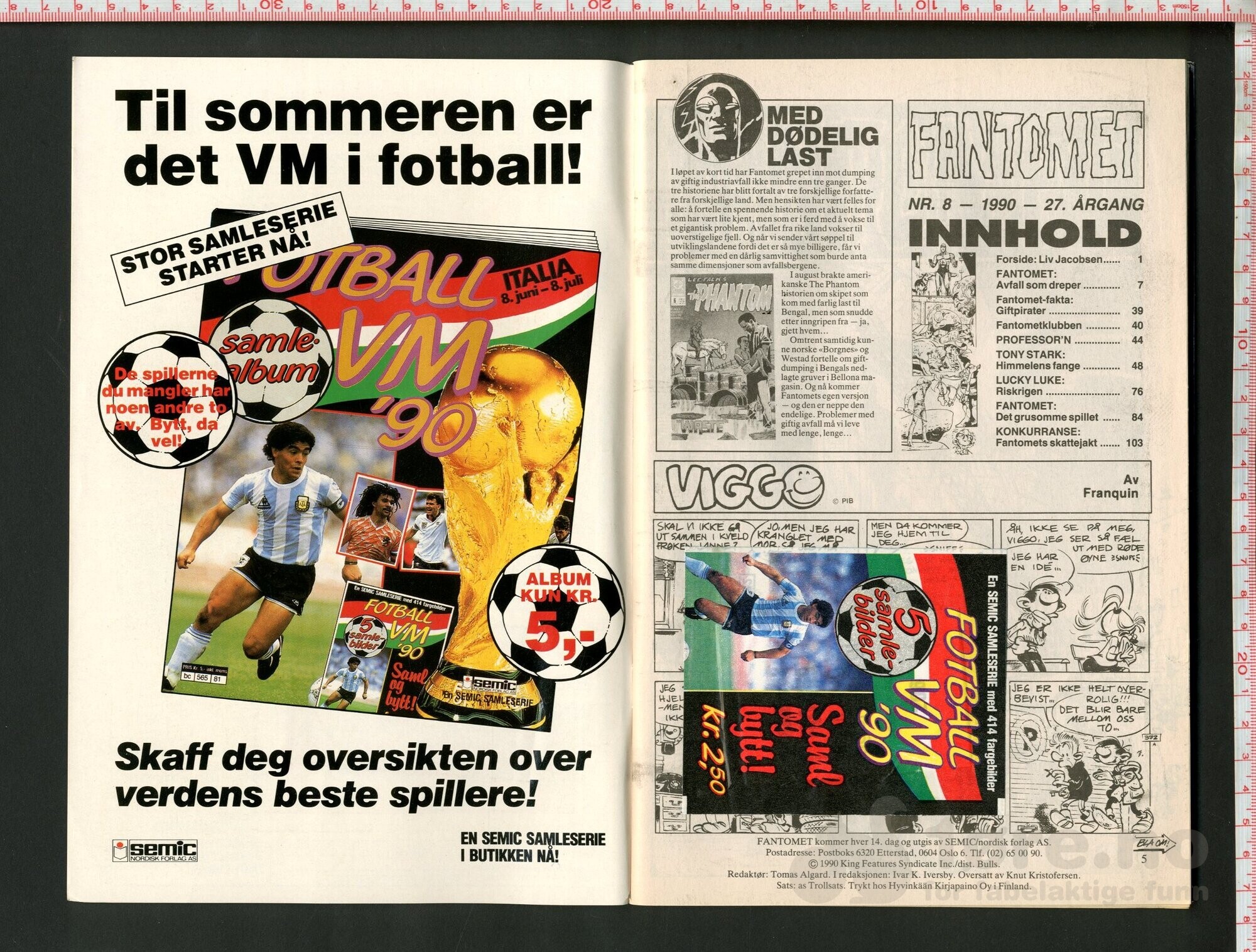 Fantomet 1990 Nr.8 med Fotball-VM samlebilder