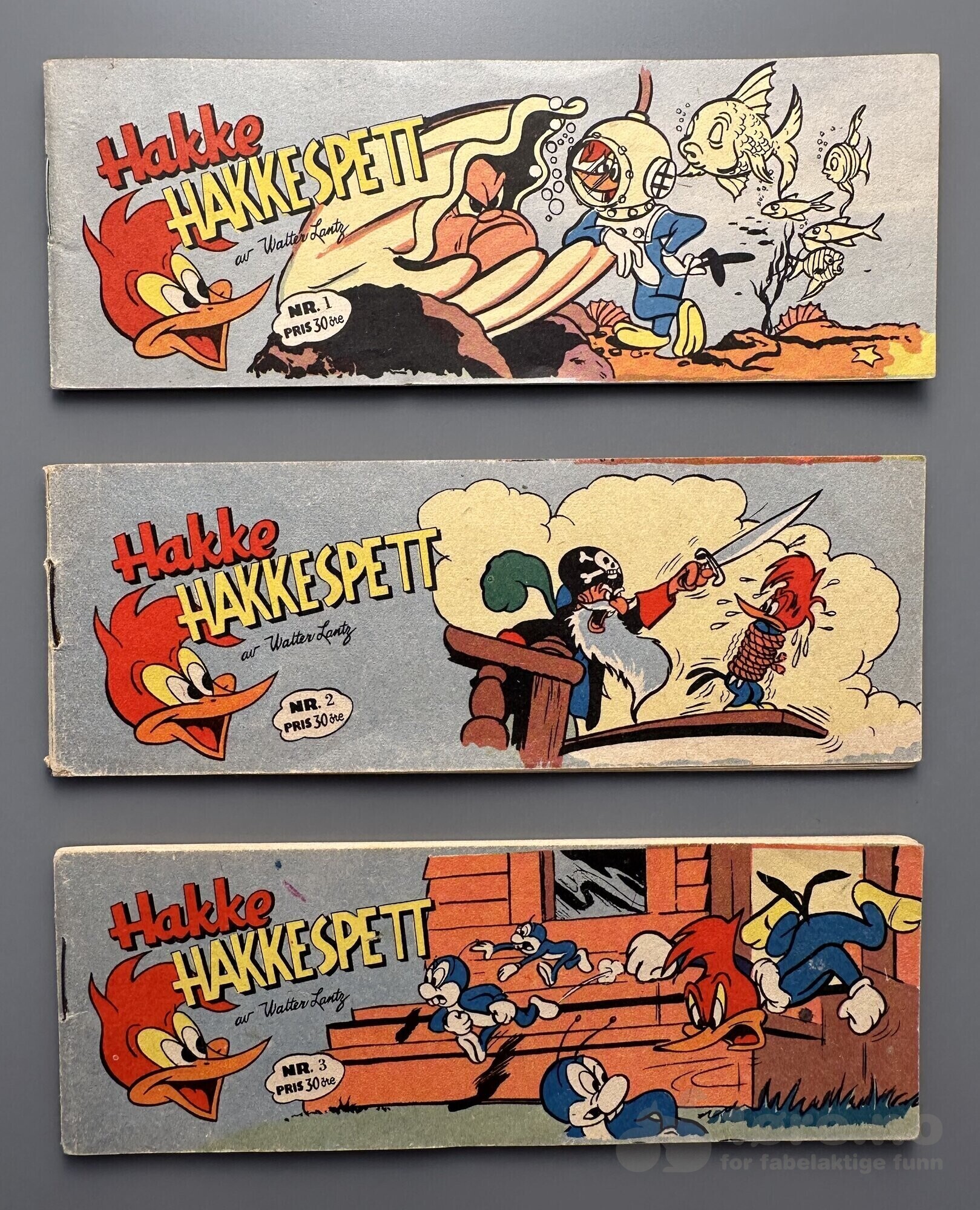 Hakke Hakkespett 1957 nr 1-3 ink første nummer i serien!