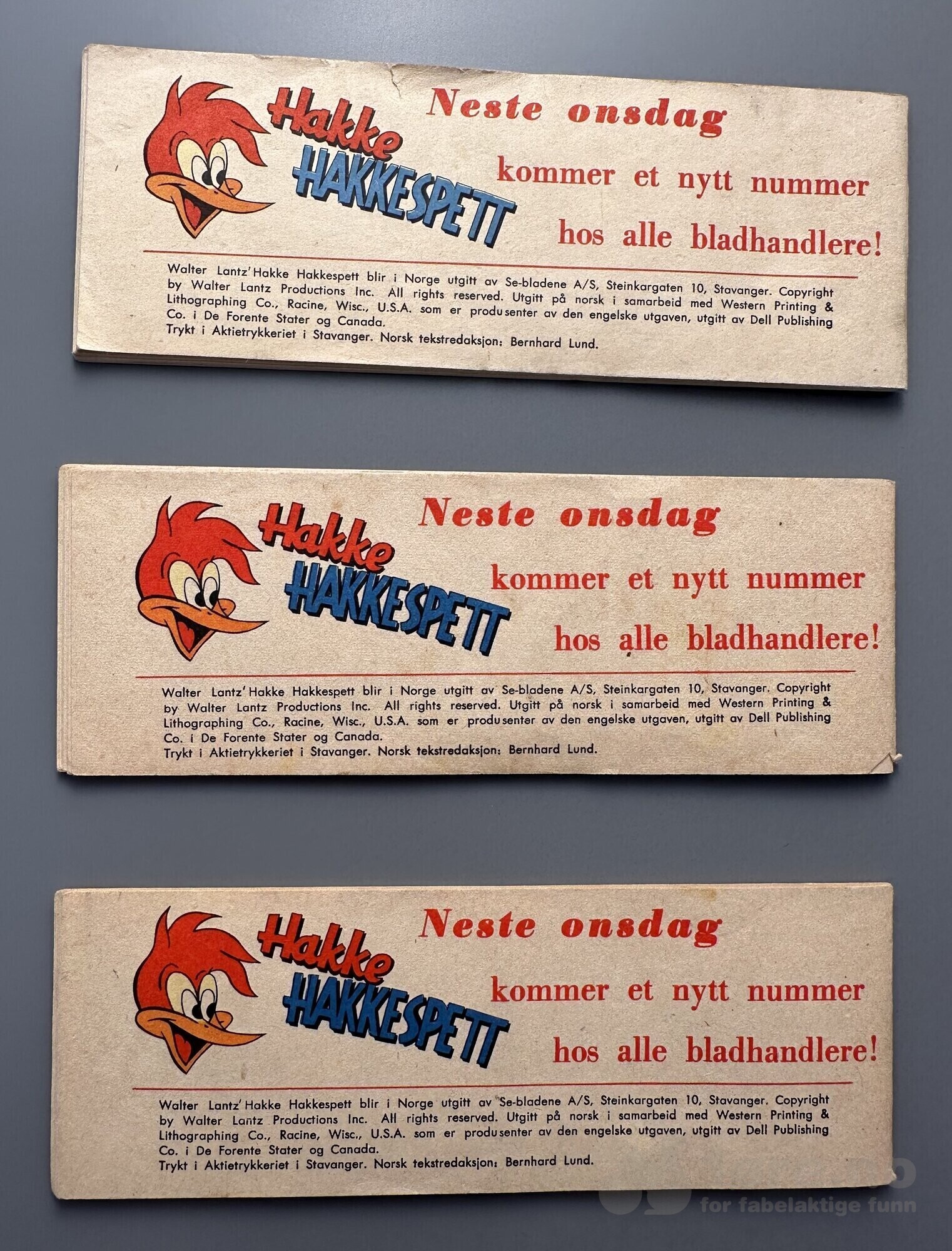 Hakke Hakkespett 1957 nr 1-3 ink første nummer i serien!, bilde 2
