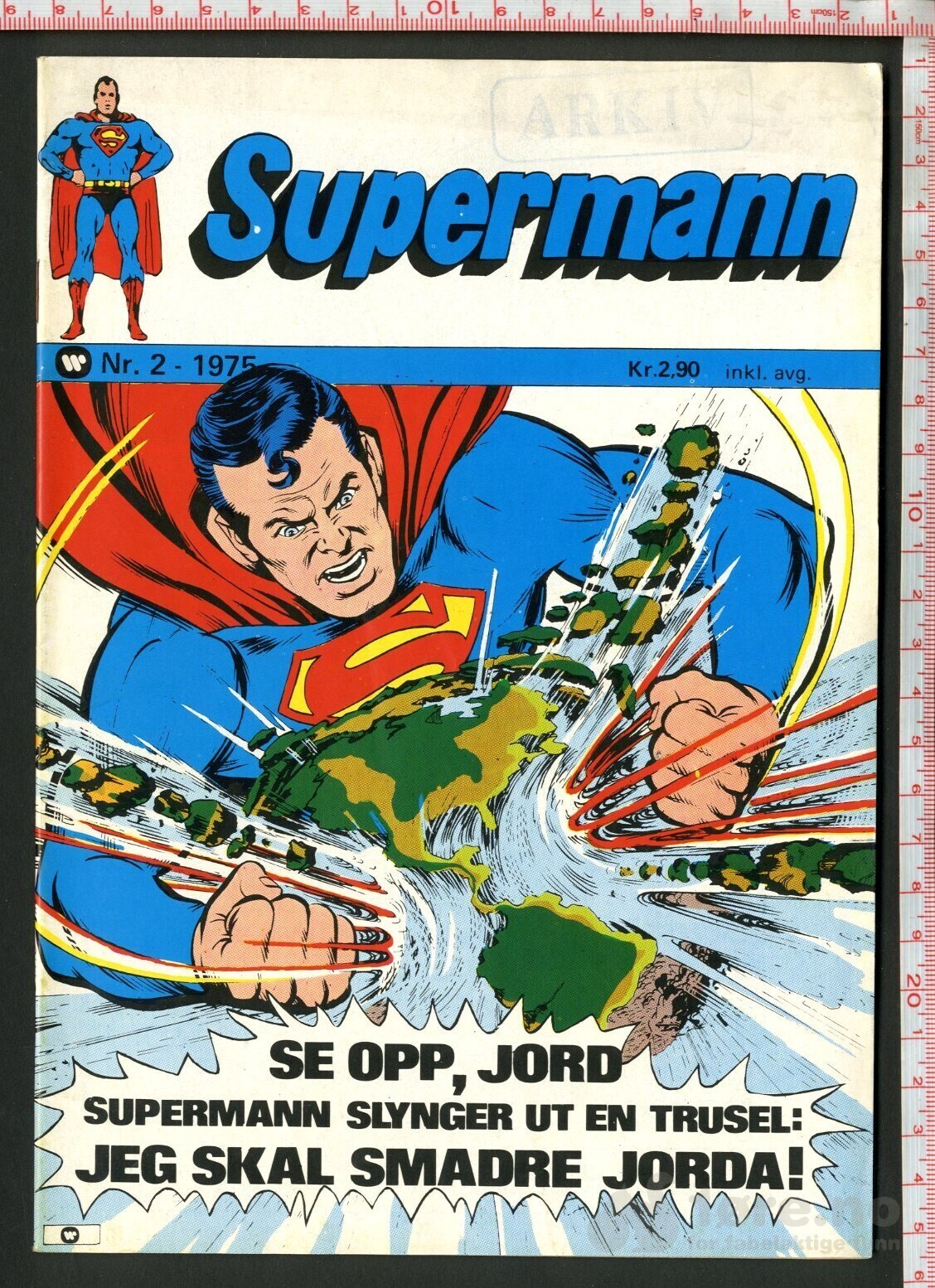 Supermann Nr. 2, 1975 med Arkivstempel!