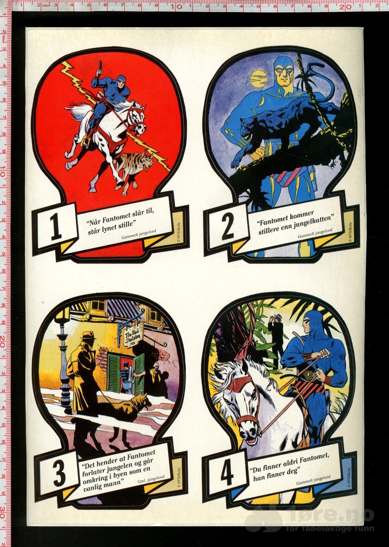 Fantomet Jungelord 1986 - Komplett 1-12 klistermerker som helark!