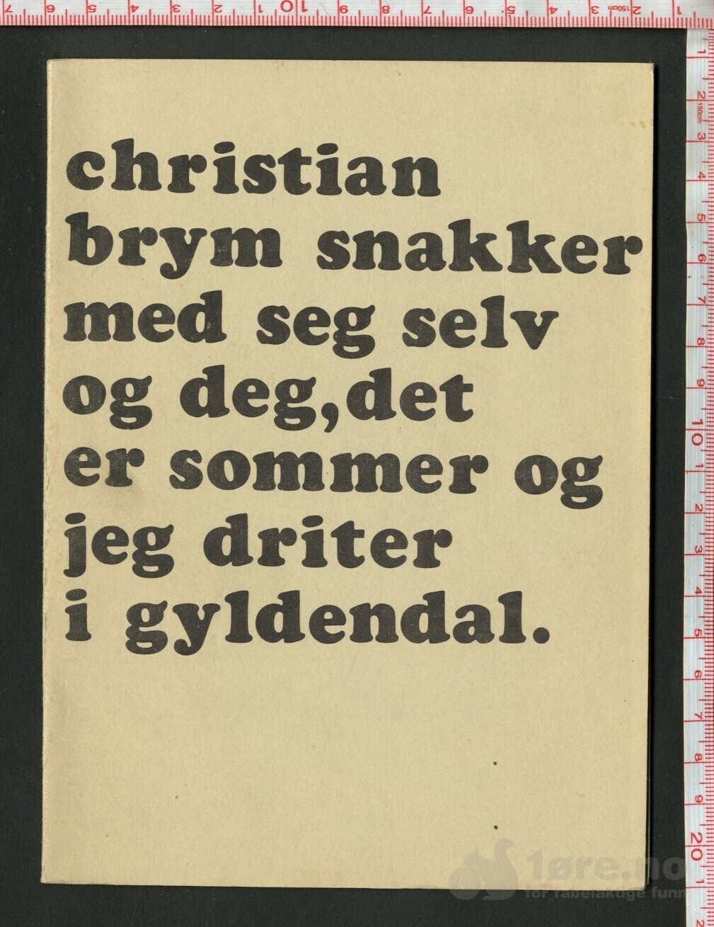 Brym, Christian - snakker med seg selv og deg, det er sommer og jeg driter i gyldendal. (1972)