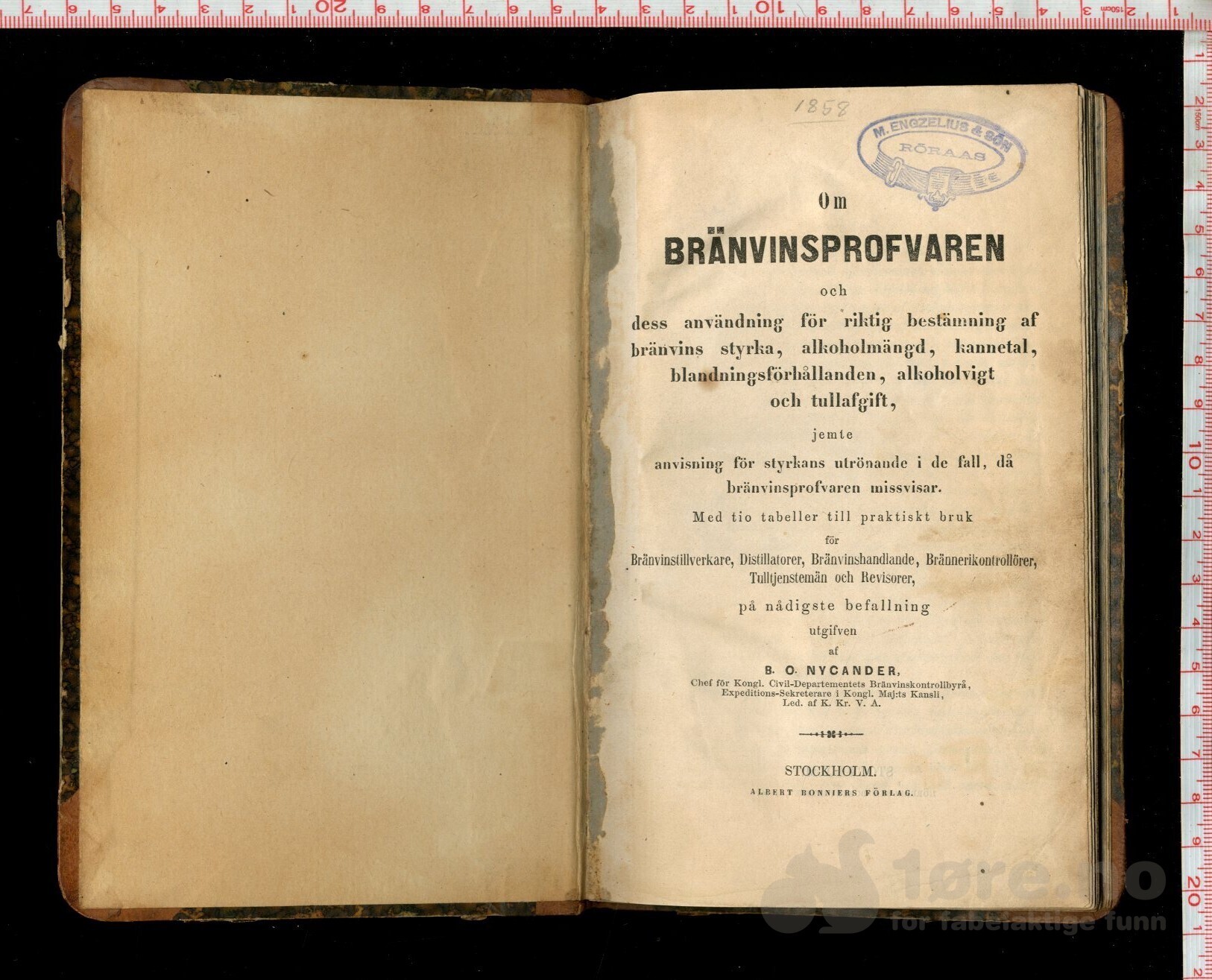 Nycander, B. O. - Om Bränvinsprofvaren och dess användning... (1858)