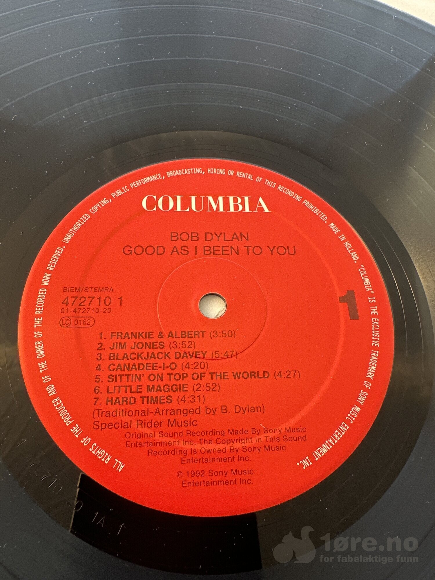 LP - Bob Dylan - Good as i been to you, bilde 3