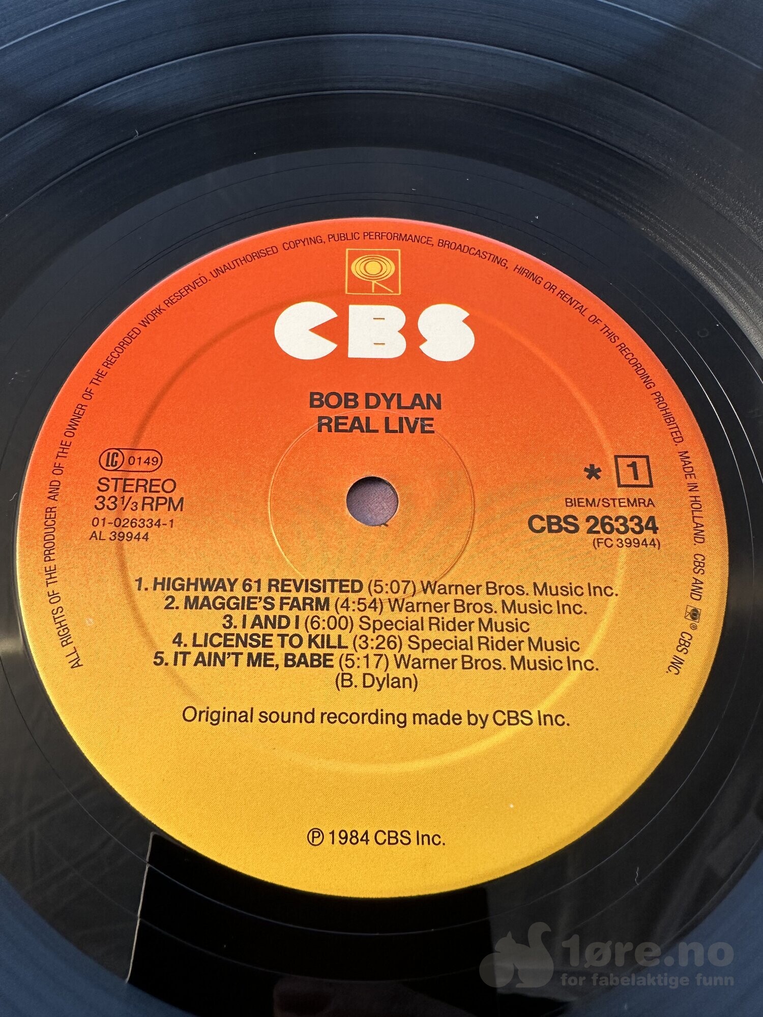 LP - Bob Dylan - Real Live, bilde 3