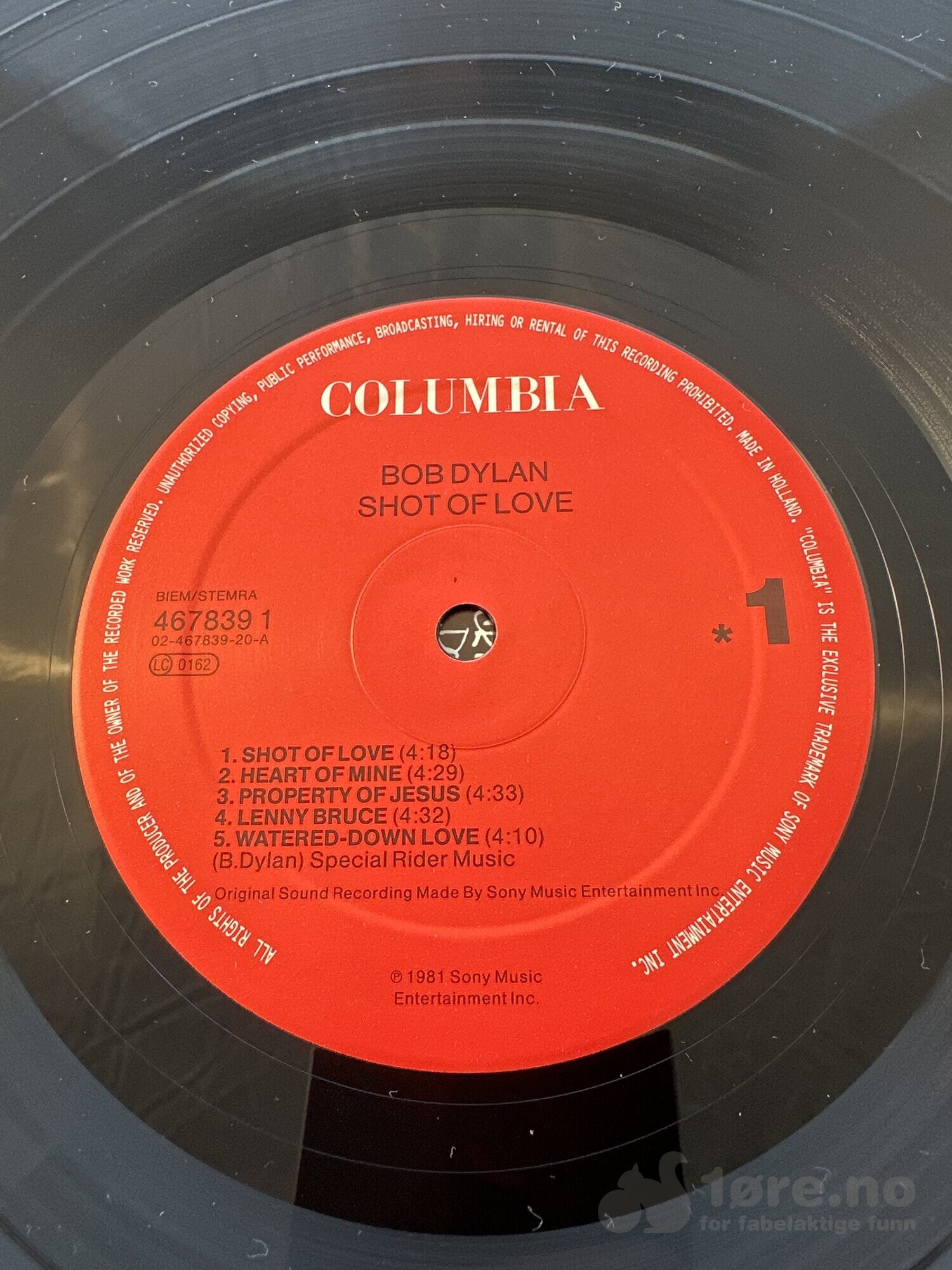 LP - Bob Dylan - Shot of Love, bilde 3