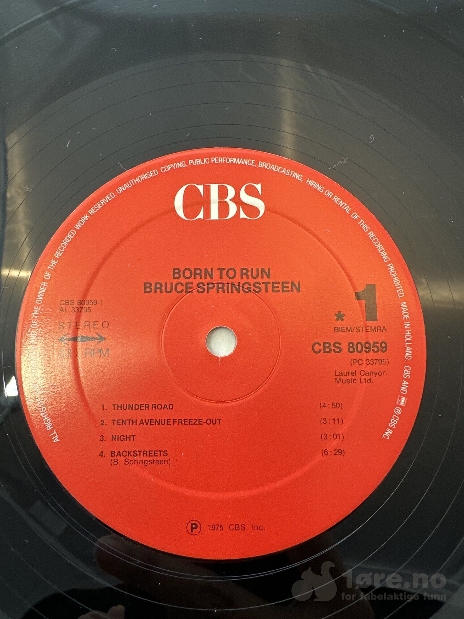 LP - Bruce Springsteen - Born to run, bilde 3