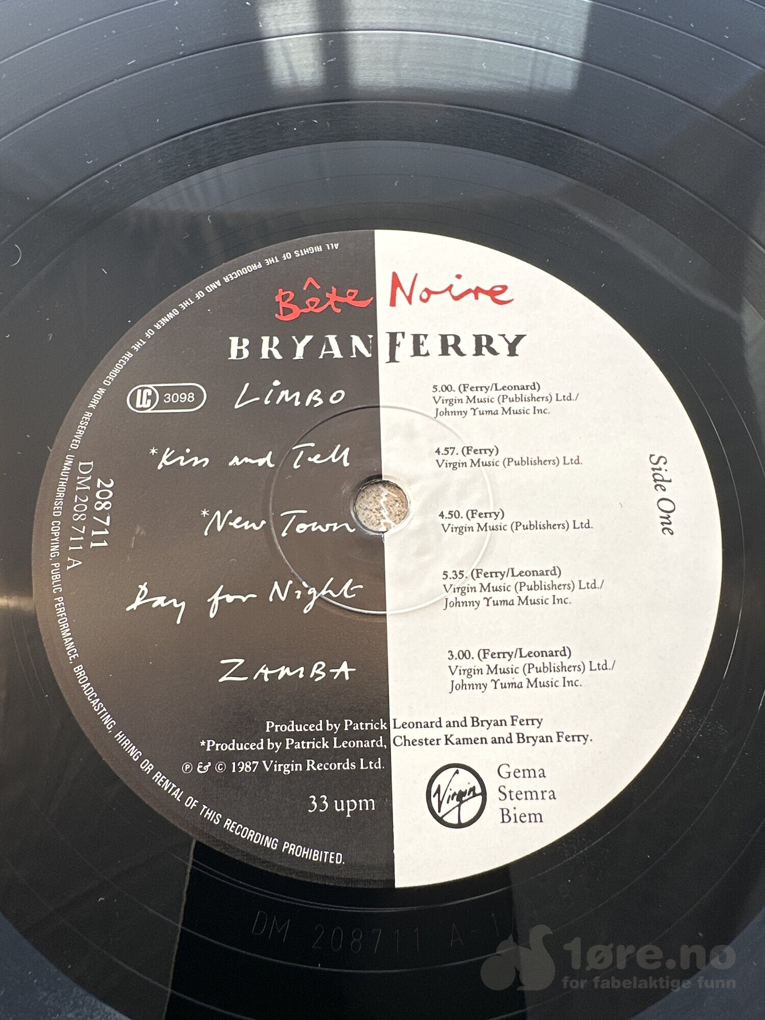 LP - Bryan Ferry - Bete Noire, bilde 3