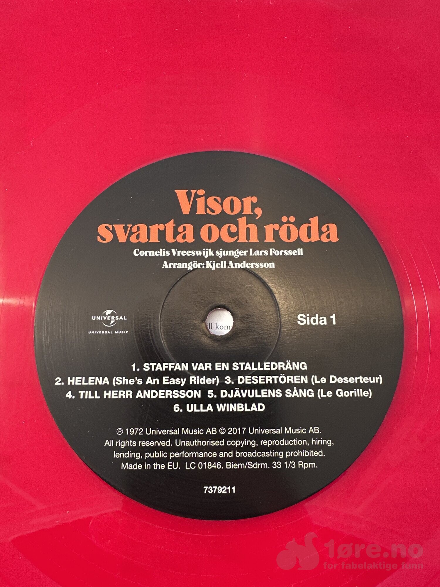 LP - Cornelis Vreeswijk - Visor, svarte och røda, bilde 3