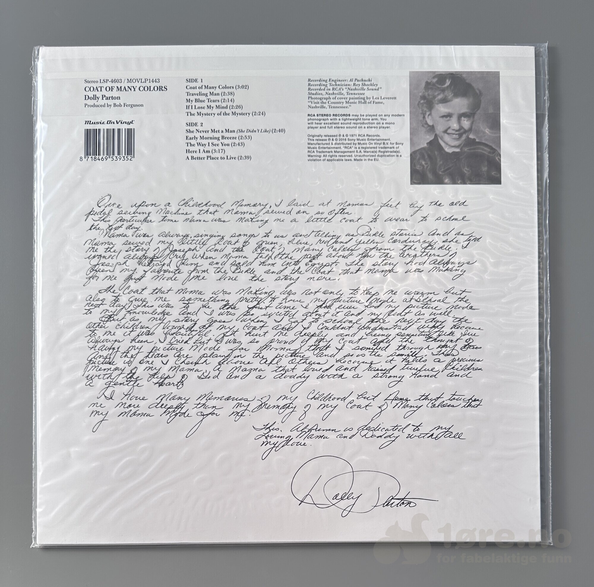 LP - Dolly Parton - Coat of many colors, bilde 2