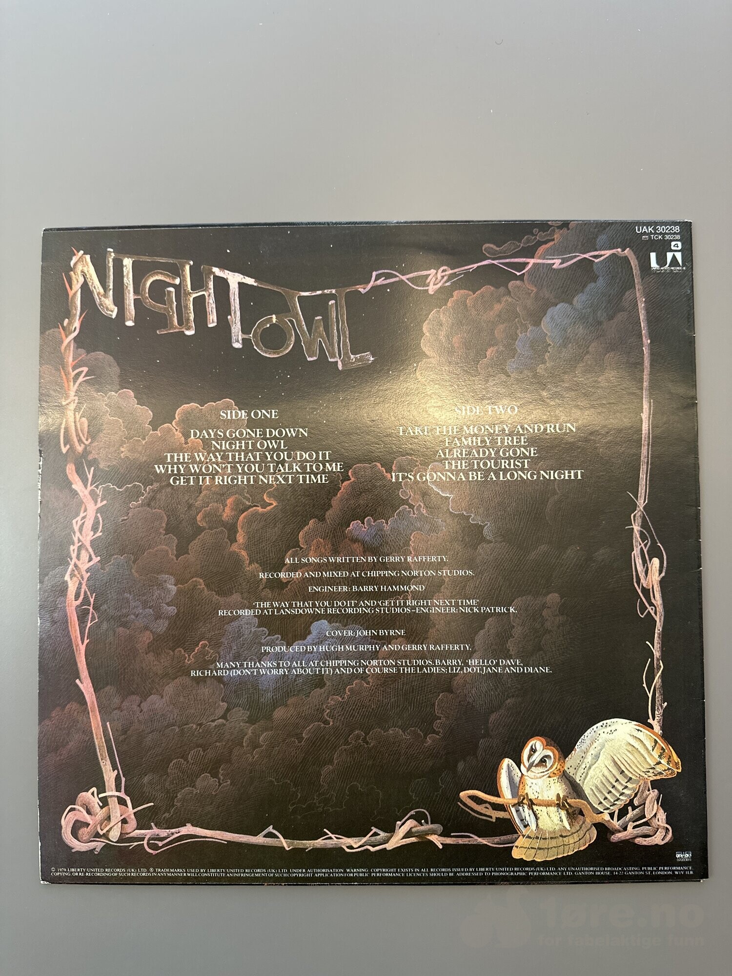 LP - Gerry Rafferty - Night Owl, bilde 2