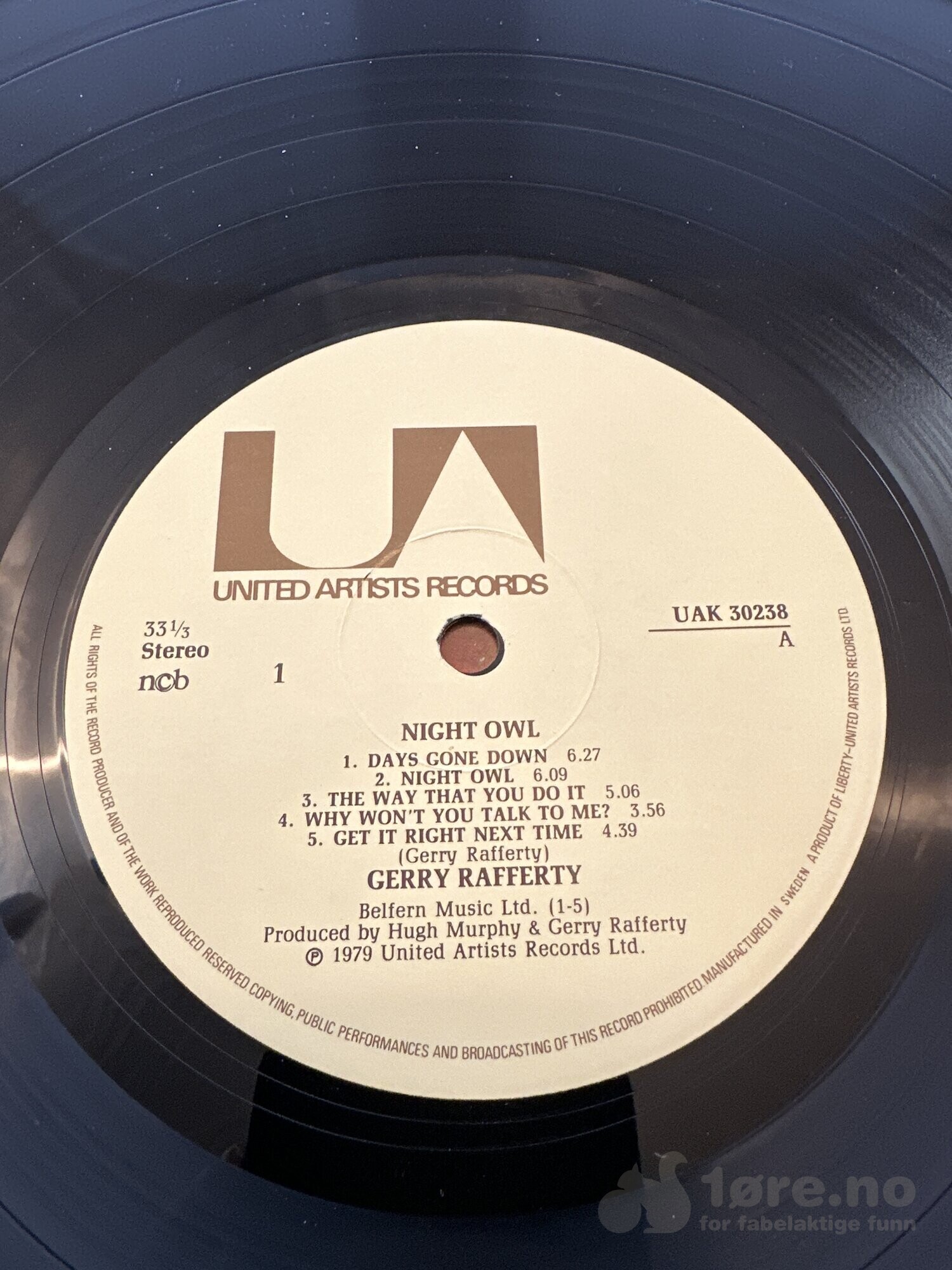 LP - Gerry Rafferty - Night Owl, bilde 3