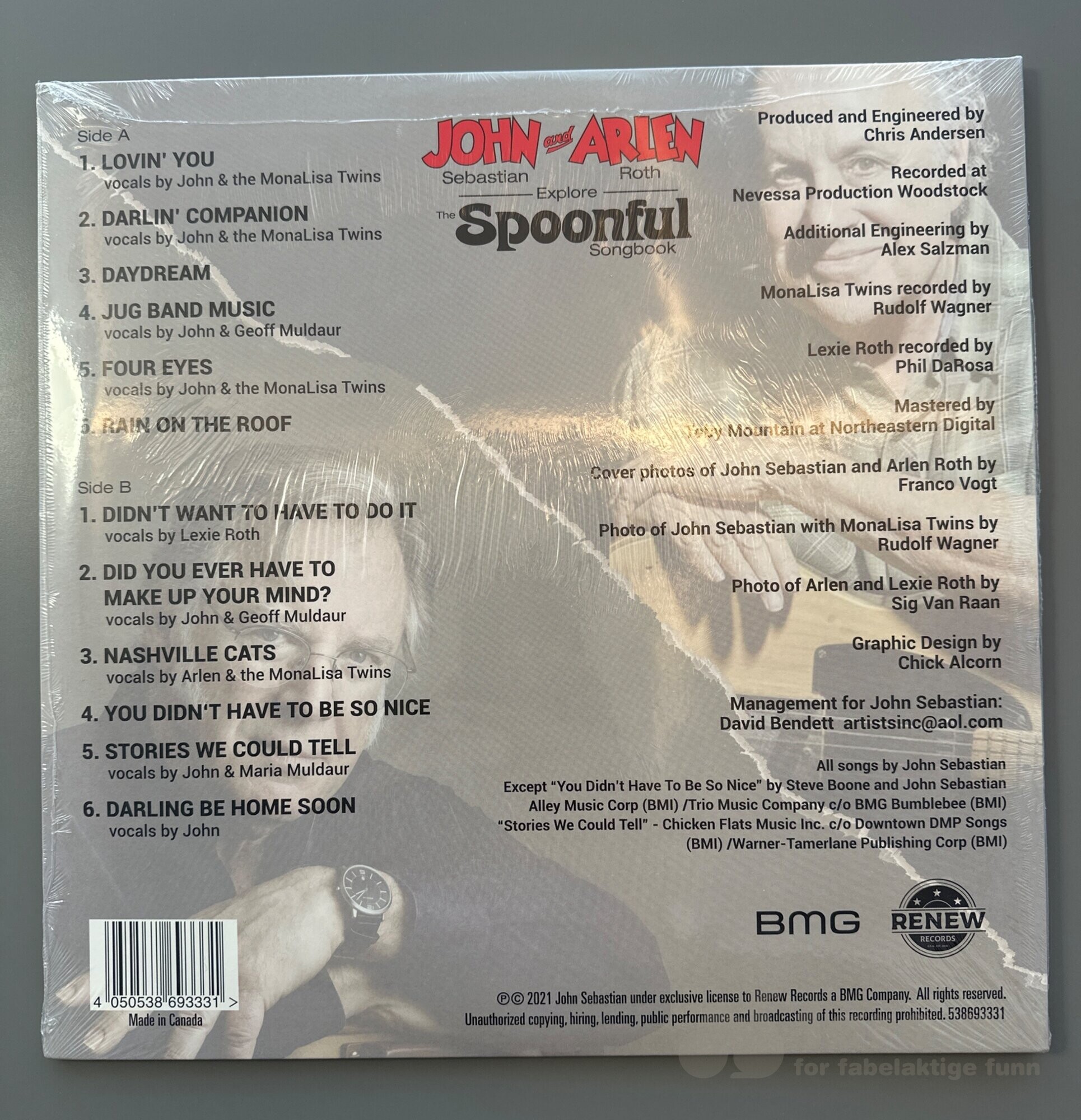 LP - John Sebastian / Arlen Roth - Spoonful songbook, bilde 2