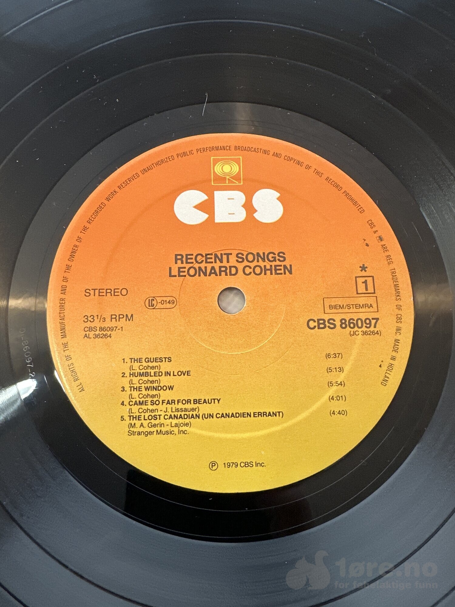 LP - Leonard Cohen - Recent songs, bilde 3