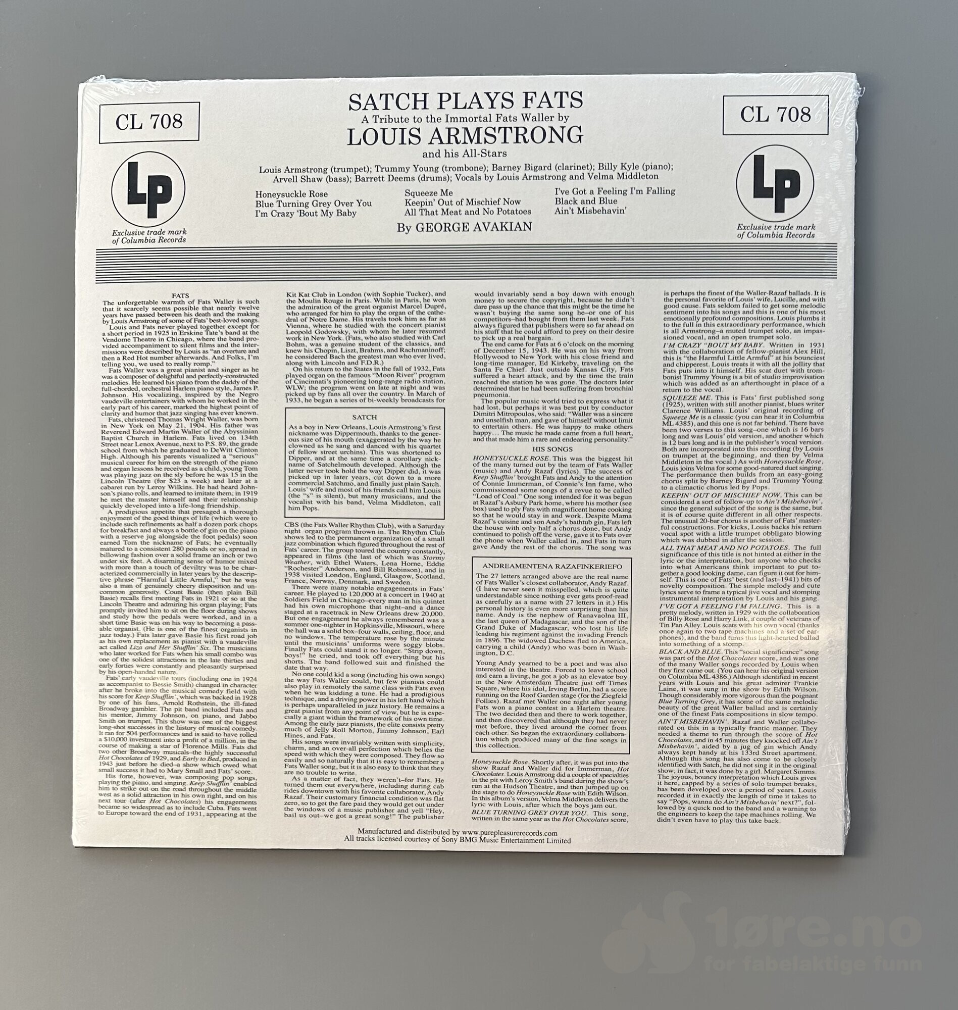 LP - Louis Armstrong - Satch Plays Fats, bilde 2