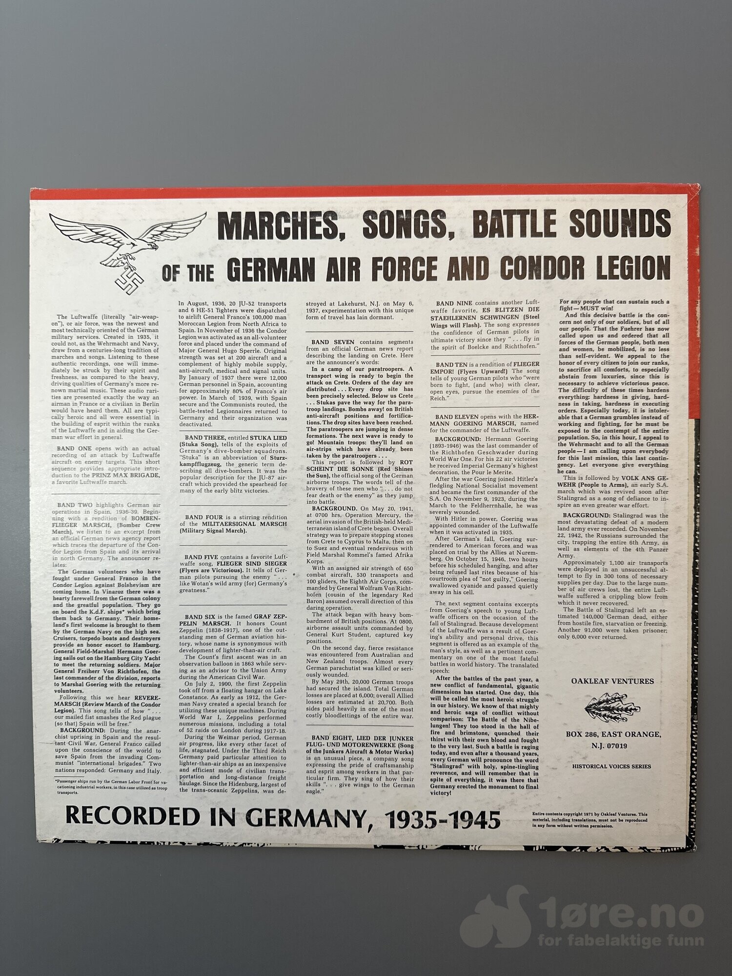 LP - Luftwaffe - Marches, songs, battle sounds, bilde 2