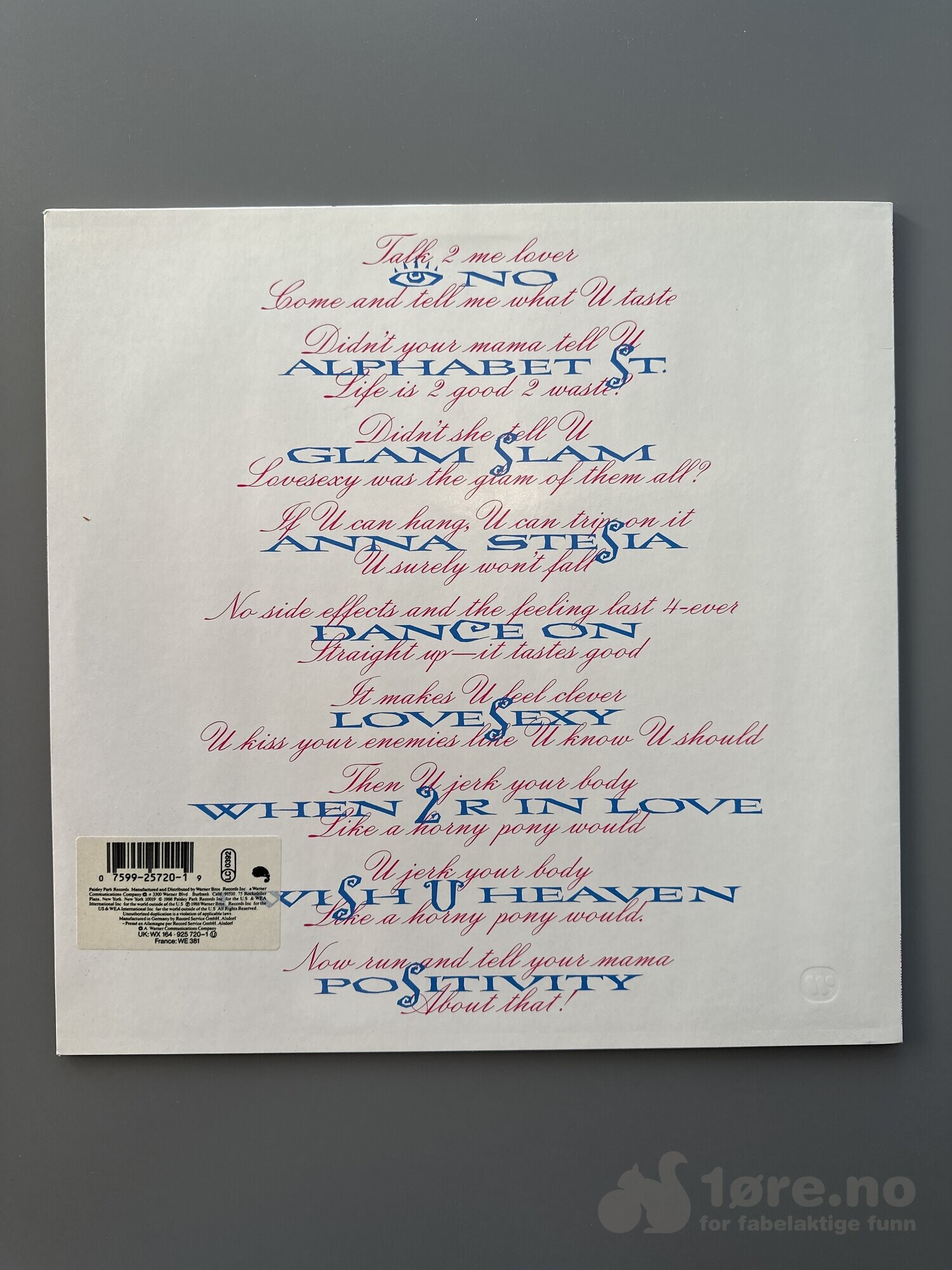 LP - Prince - Lovesexy, bilde 2
