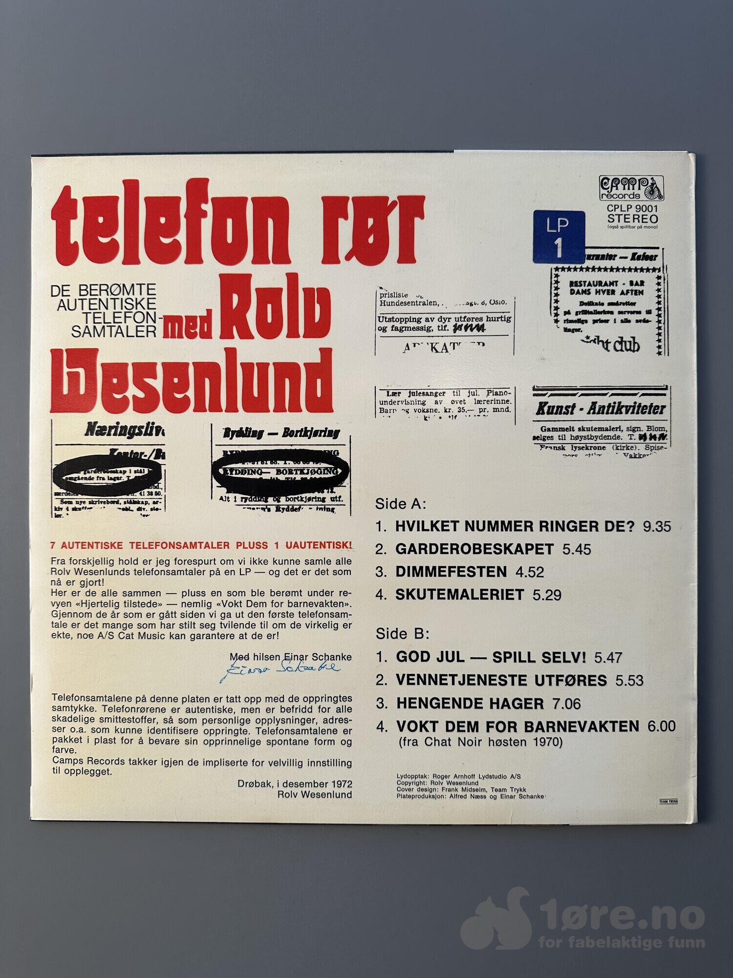 LP - Rolv Wesenlund - Telefon rør, bilde 2
