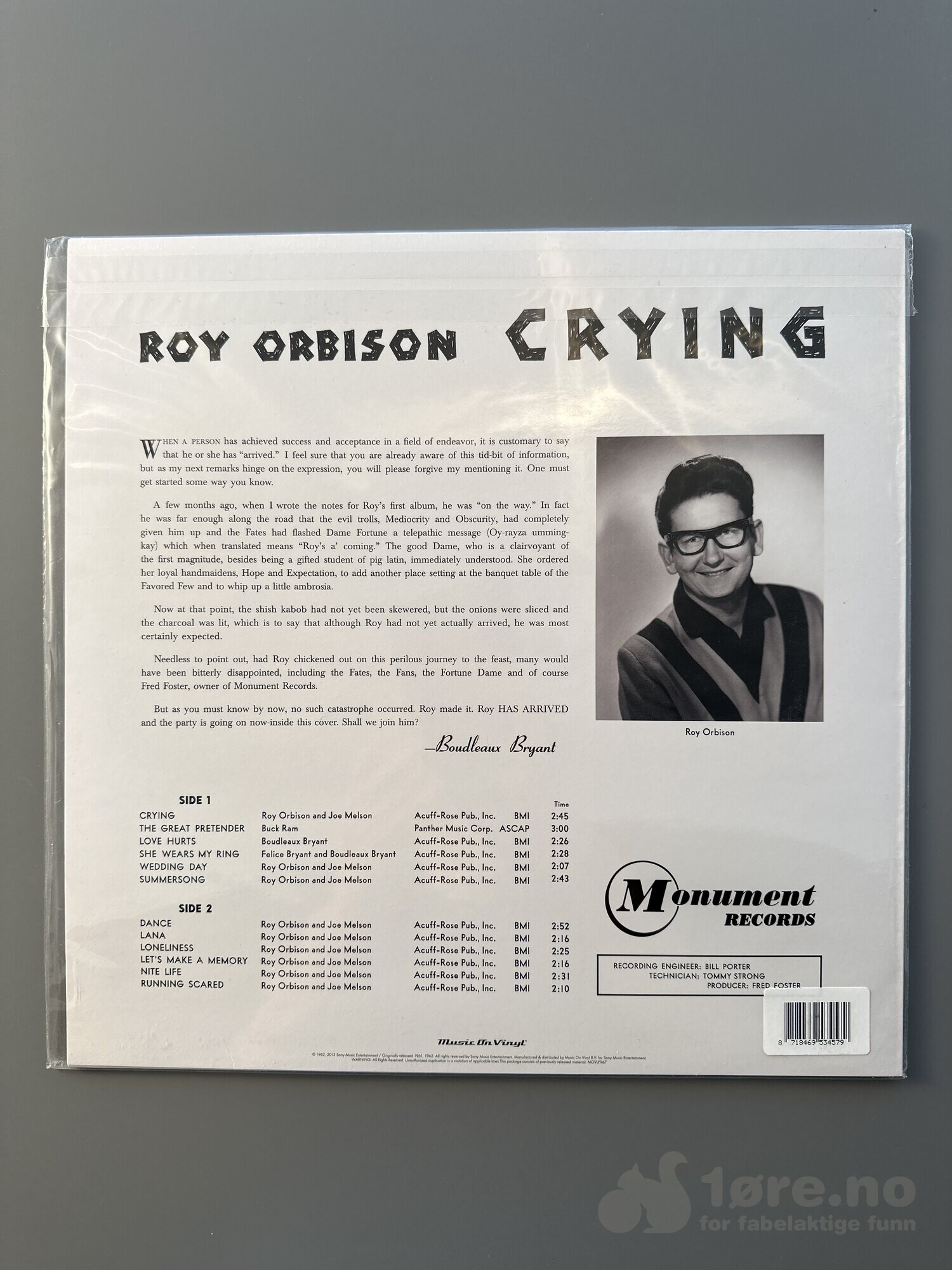 LP - Roy Orbison - Crying, bilde 2