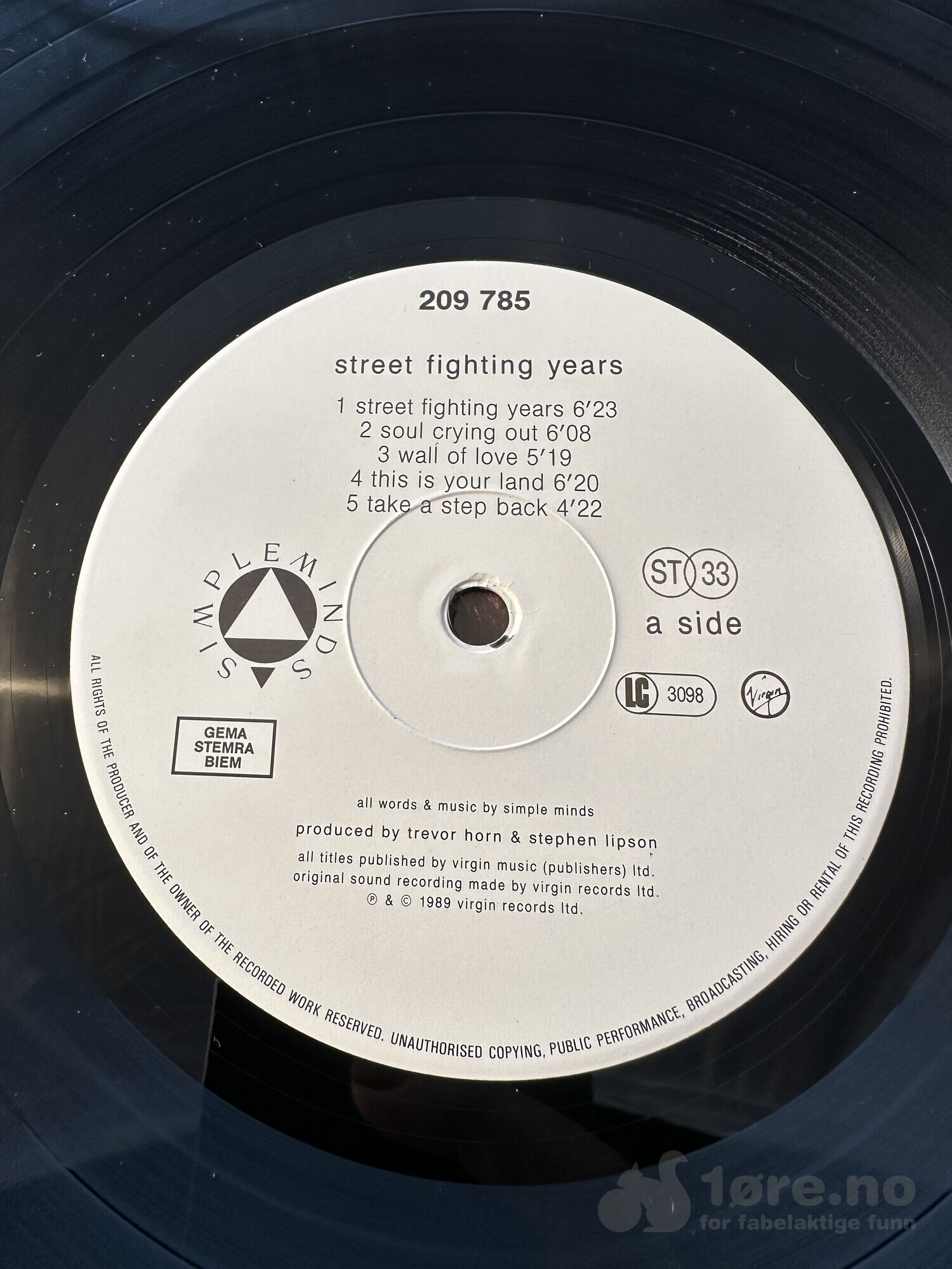 LP - Simple Minds - Street Fighting, bilde 3