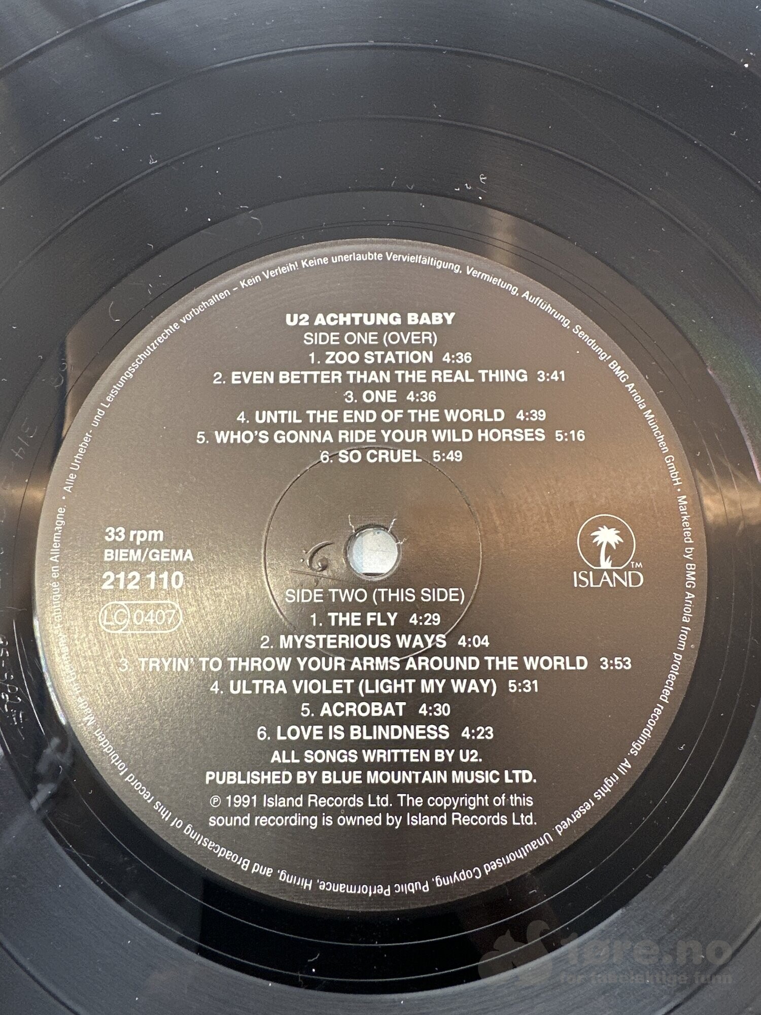 LP - U2 - Achtung baby, bilde 3