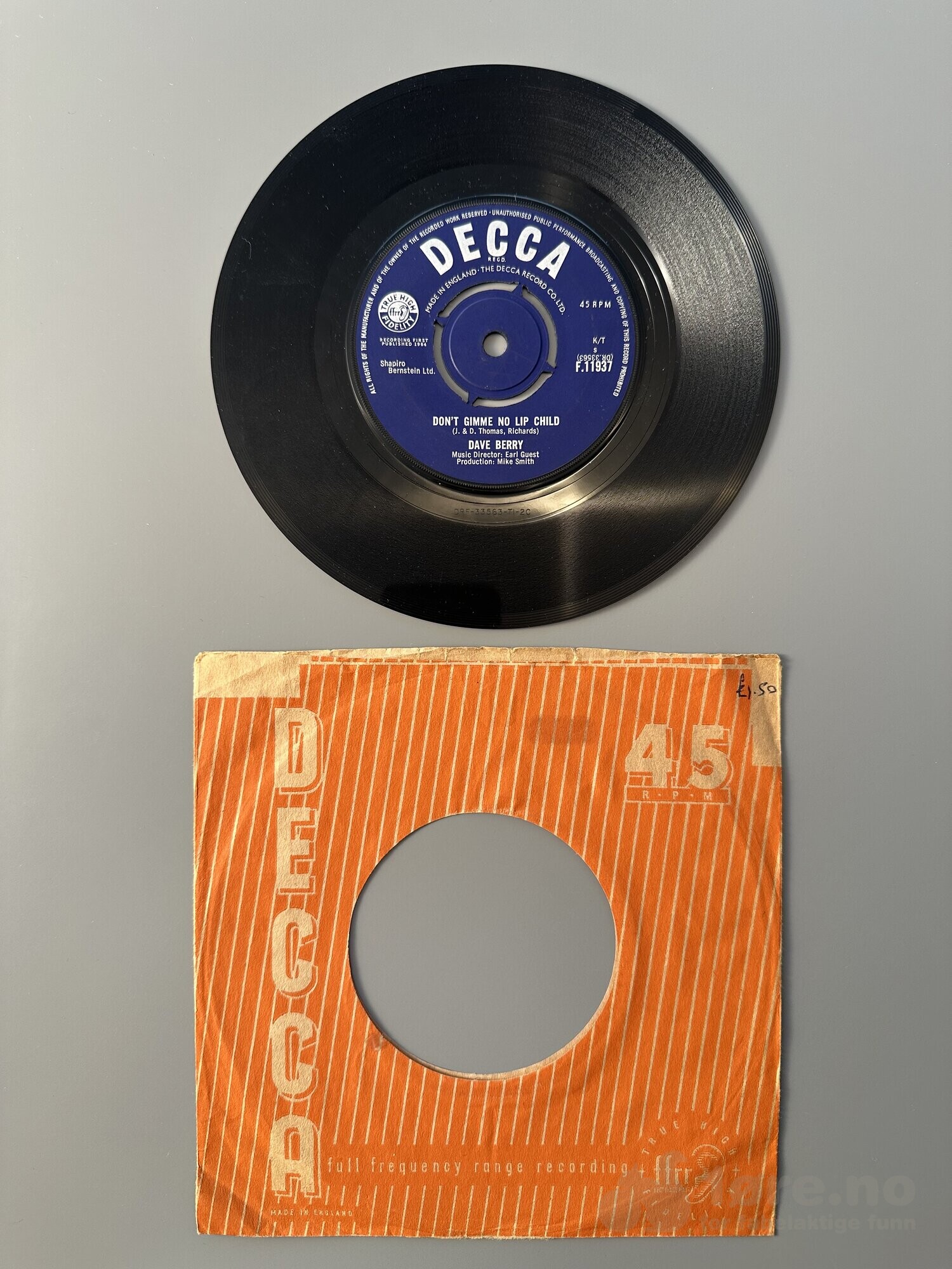 Singel - Dave Berry  - The Crying Game, bilde 3
