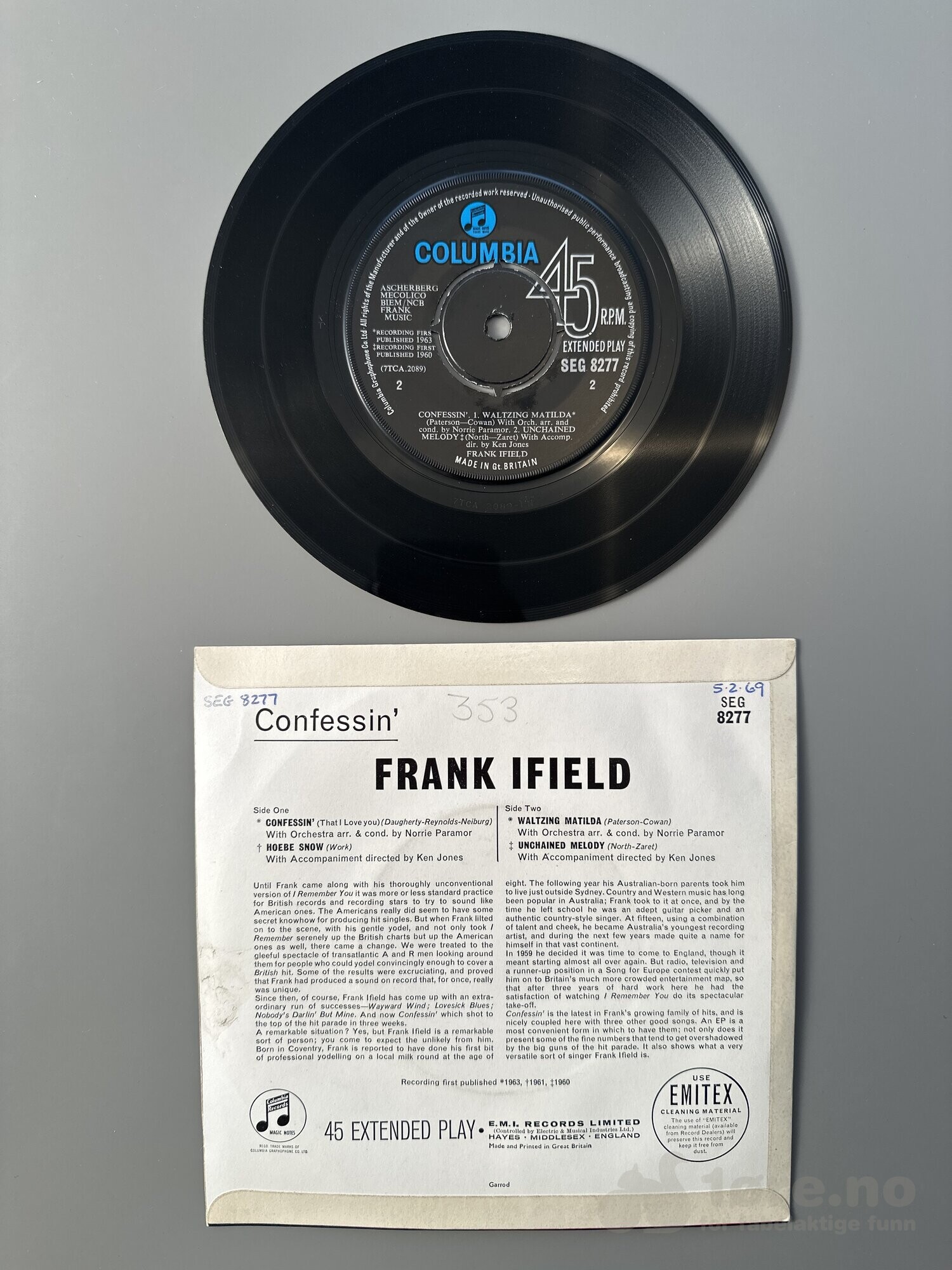 Singel - Frank Ifield - Confessin, bilde 3