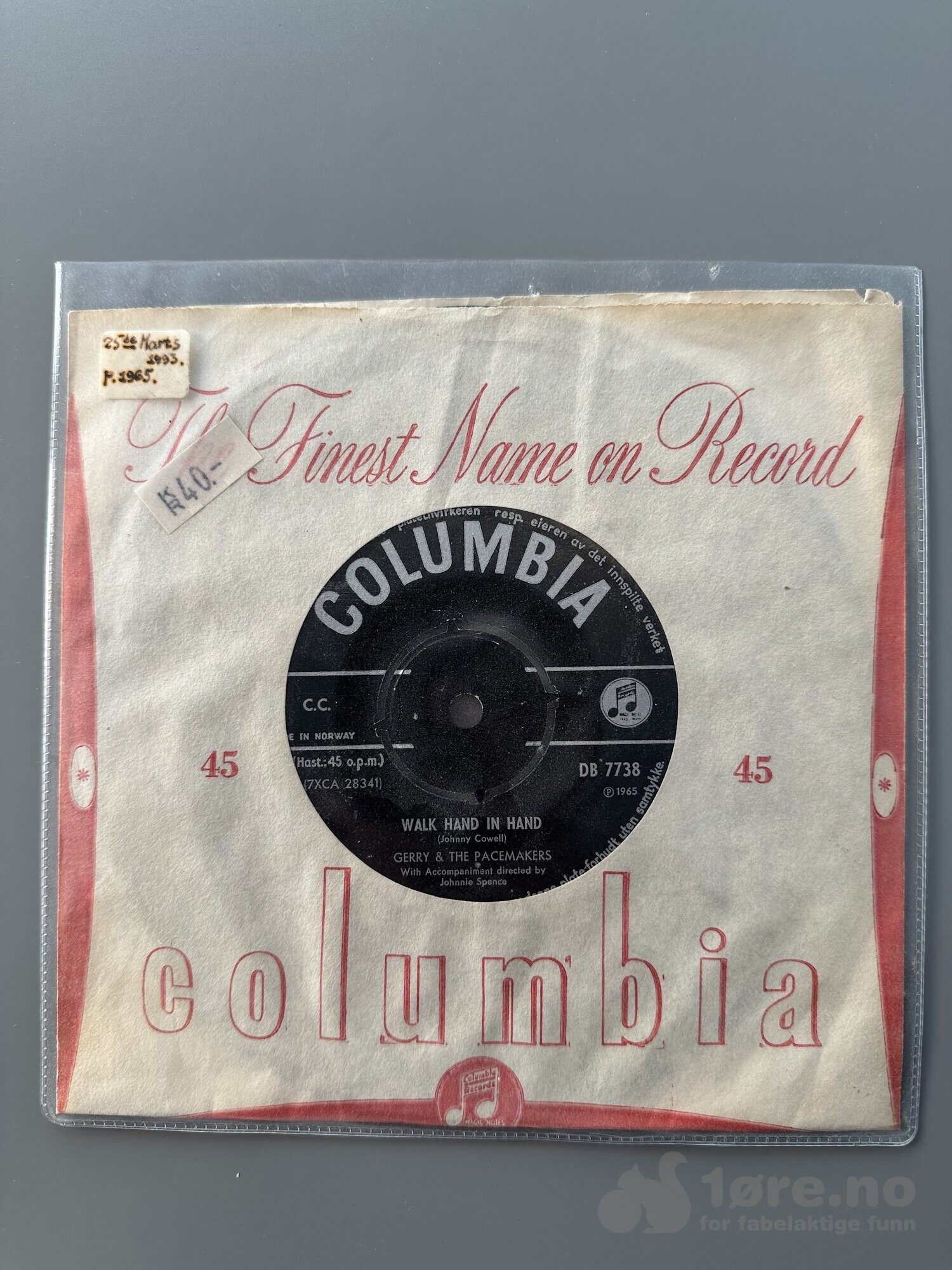 Singel - Gerry & The Pacemakers - Walk Hand in hand