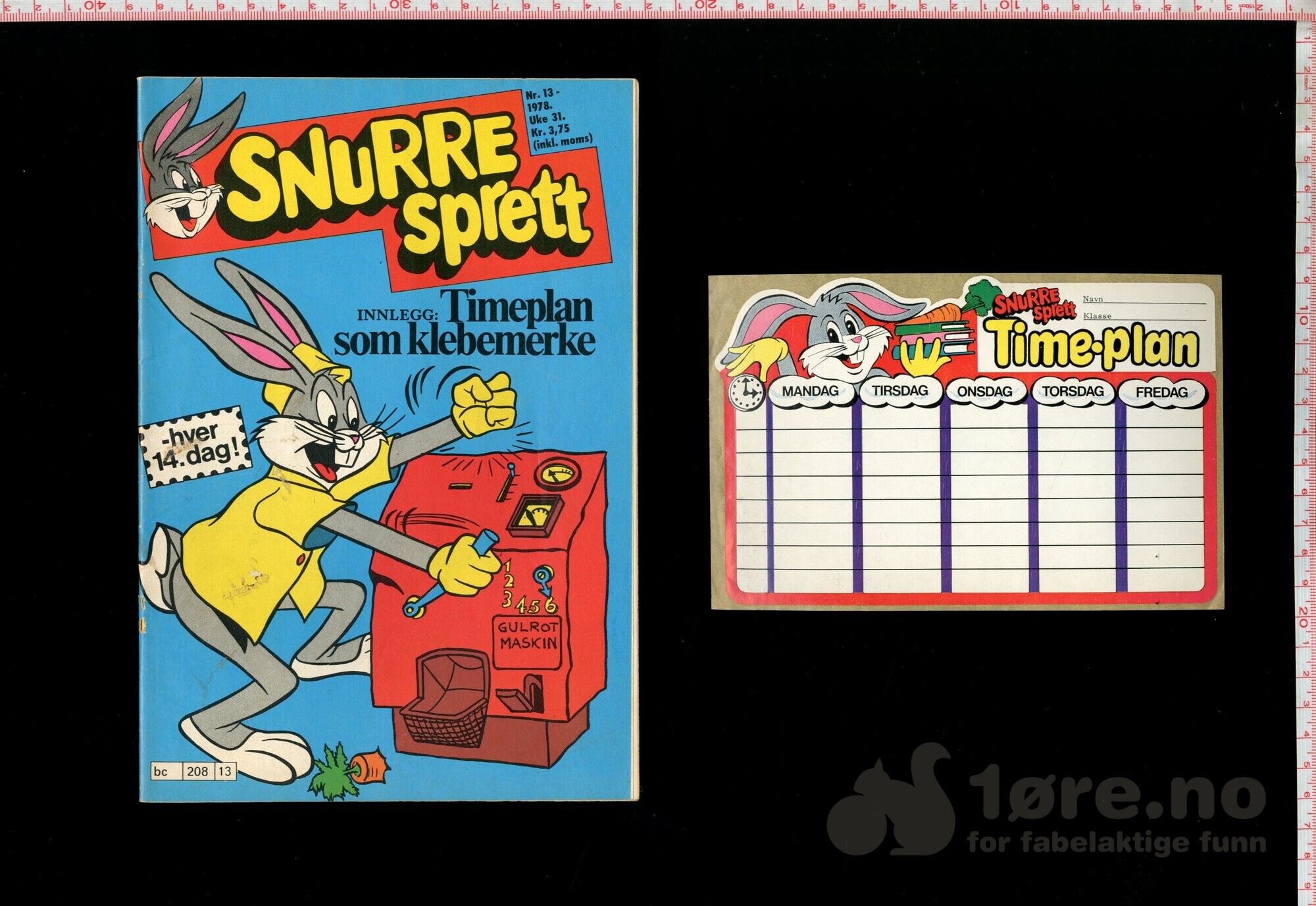 Snurre Sprett 1978 nr 13 & 1979 nr 16 med timeplan som løst innlegg!