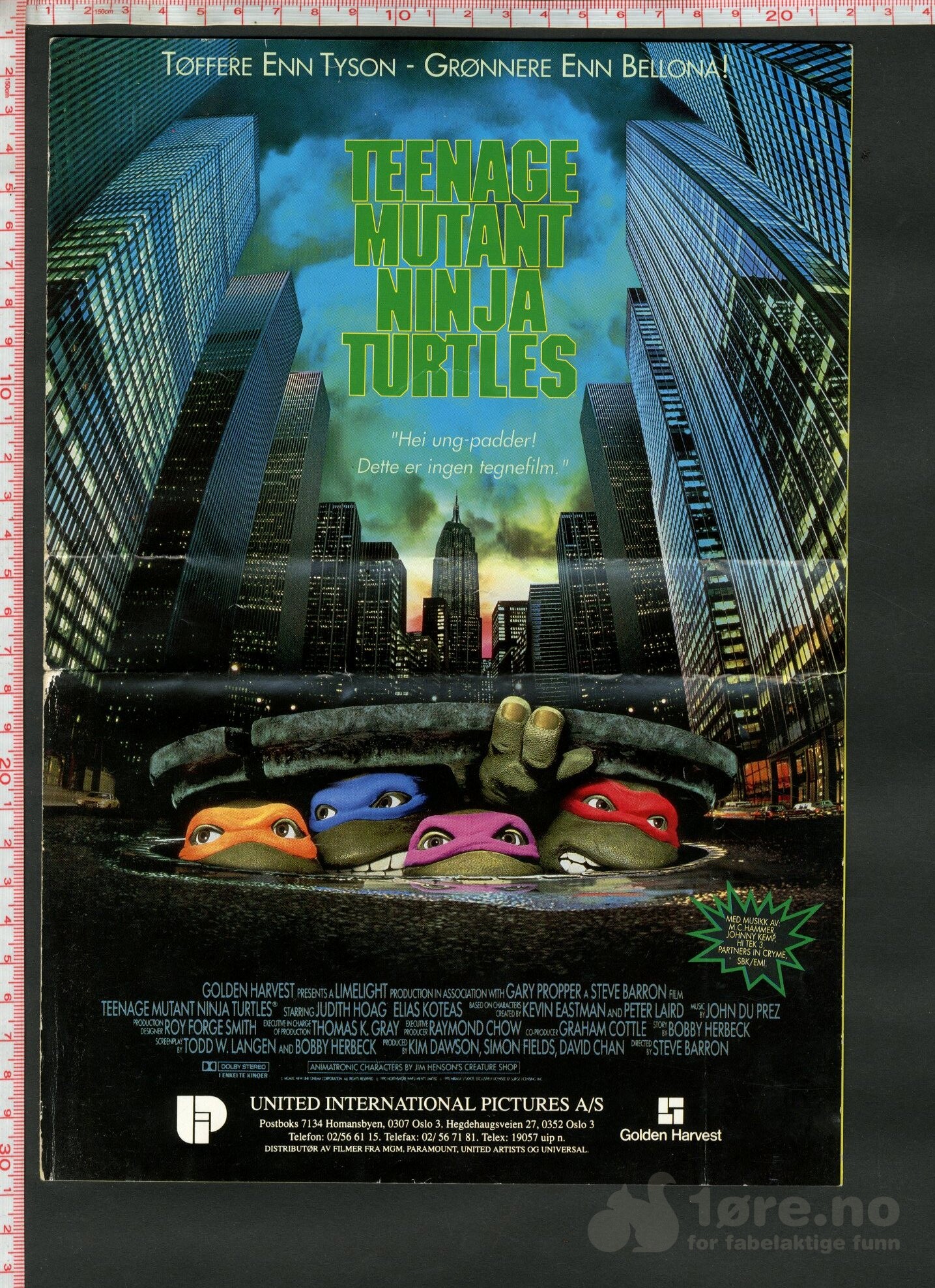 Teenage Mutant Ninja Turtles - Vaskeseddel/Miniplakat 1990