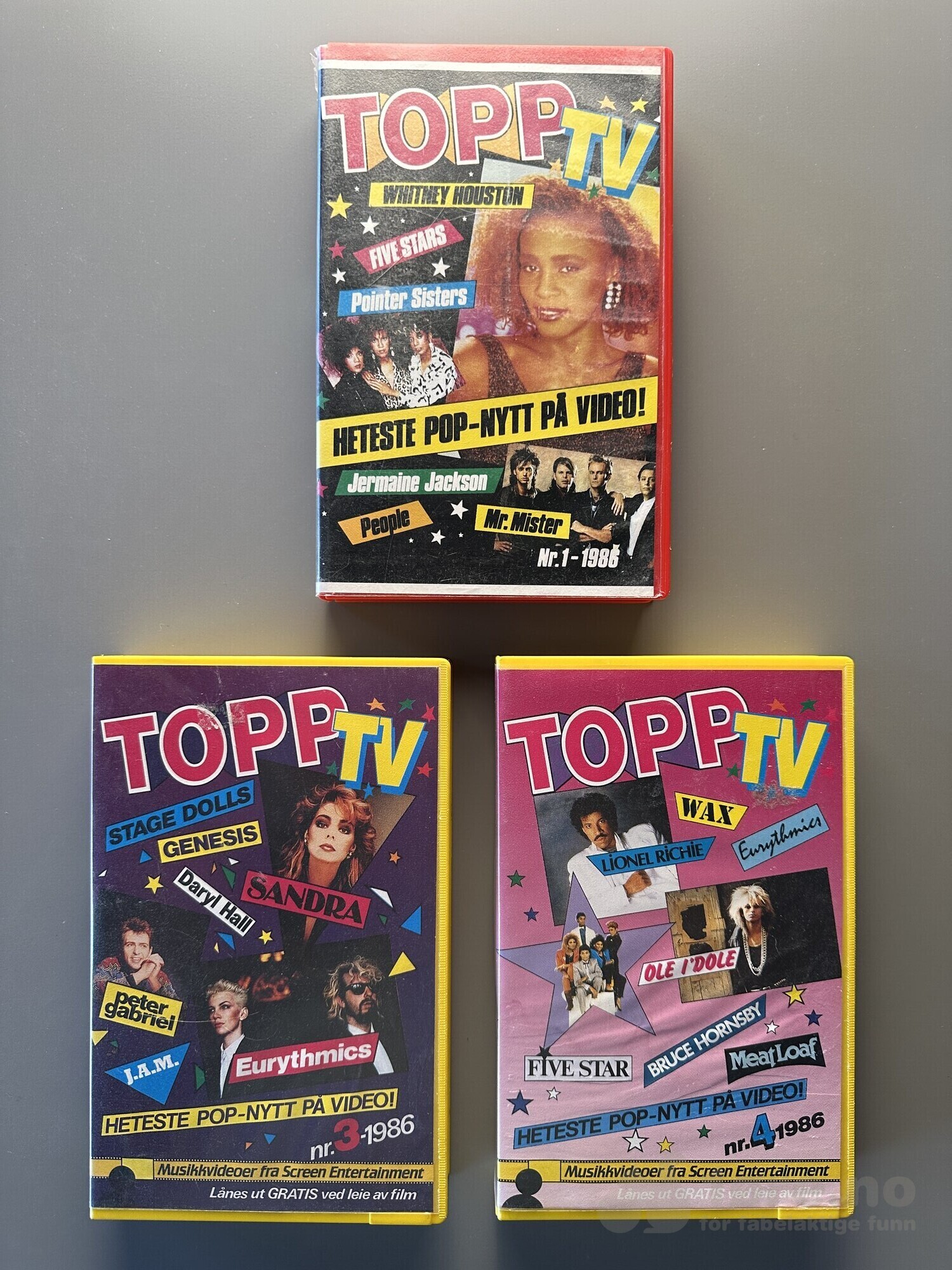 TOPP TV Big Box VHS 1986 nr 1, 3 og 4